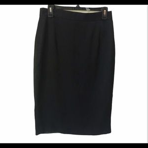 Louis Feraud Vintage Wool Pencil Skirt Midi Fitted Minimalist Black Size 10